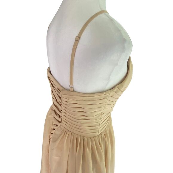 Halter Bridesmaid Backless Long Dress Evening Dress Formal Champagne Tan Size 4 - Picture 11 of 11